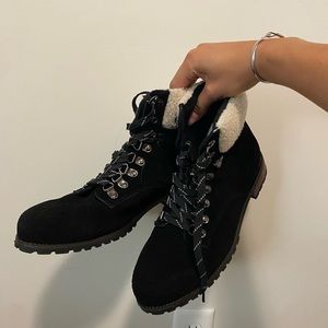 Brand New Never Worn Bohme Winter Booties Sherpa Black Suede